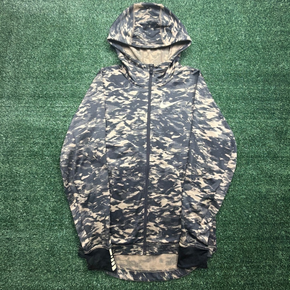 Nike Elite Mens Basketball Full Zip Hoodie Digi Camo Brown Black Large